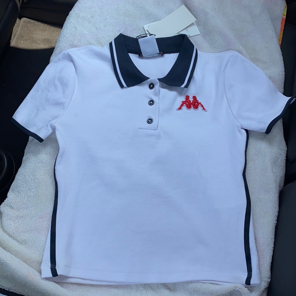 white kappa jersey tee cropped